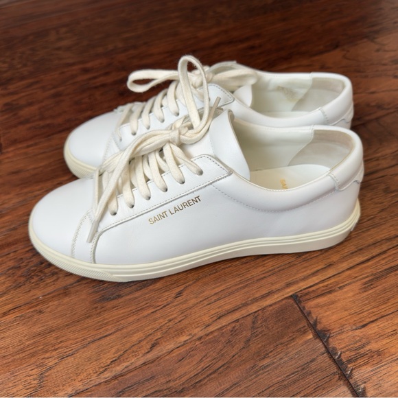 YSL. Saint Laurent Andy White Leather Sneakers - Picture 6 of 15